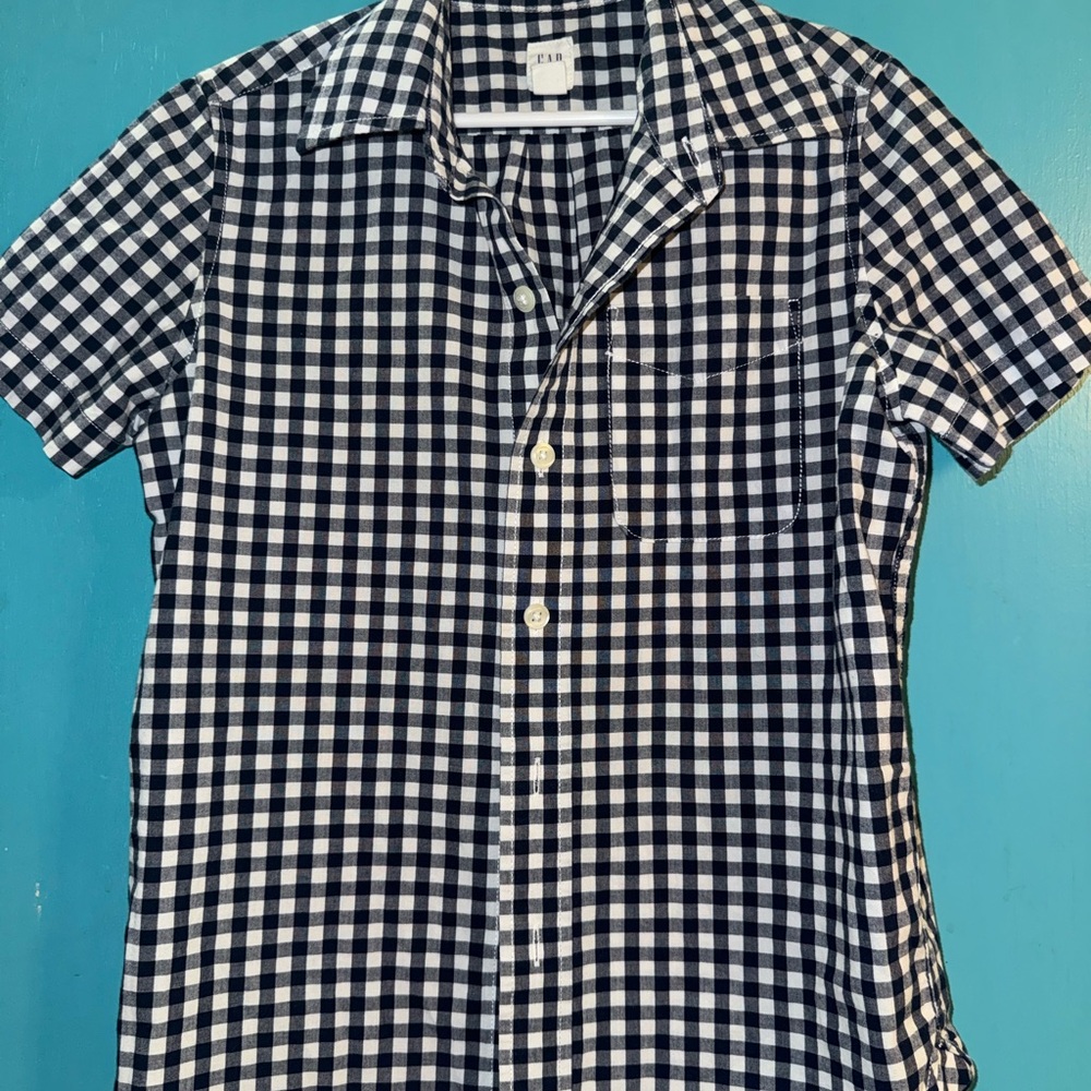 GAP Kids Black and White Checkered Button Down Shirt